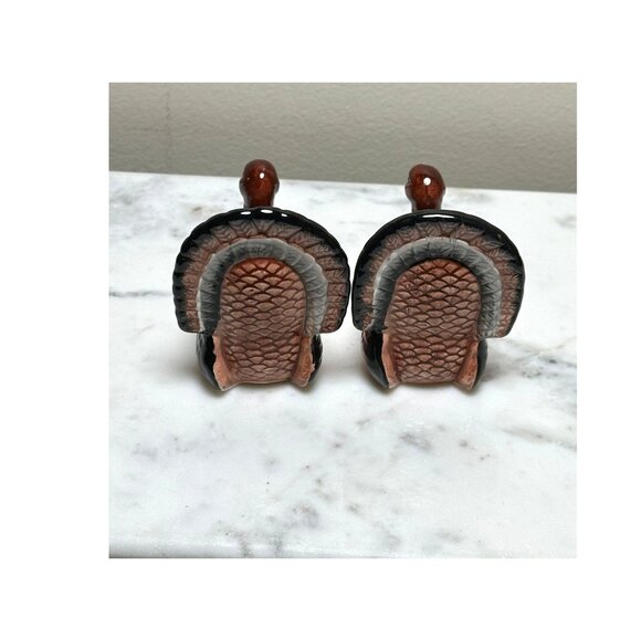 Vintage Ceramic Thanksgiving Turkey Taper Candle Holders Set Of 2 Fall Harvest - Picture 3 of 8